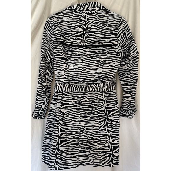 Lane Bryant Trench Coat Women’s Plus 14/16W 3/4 Sleeve Zebra Print Cotton Light - Picture 6 of 9